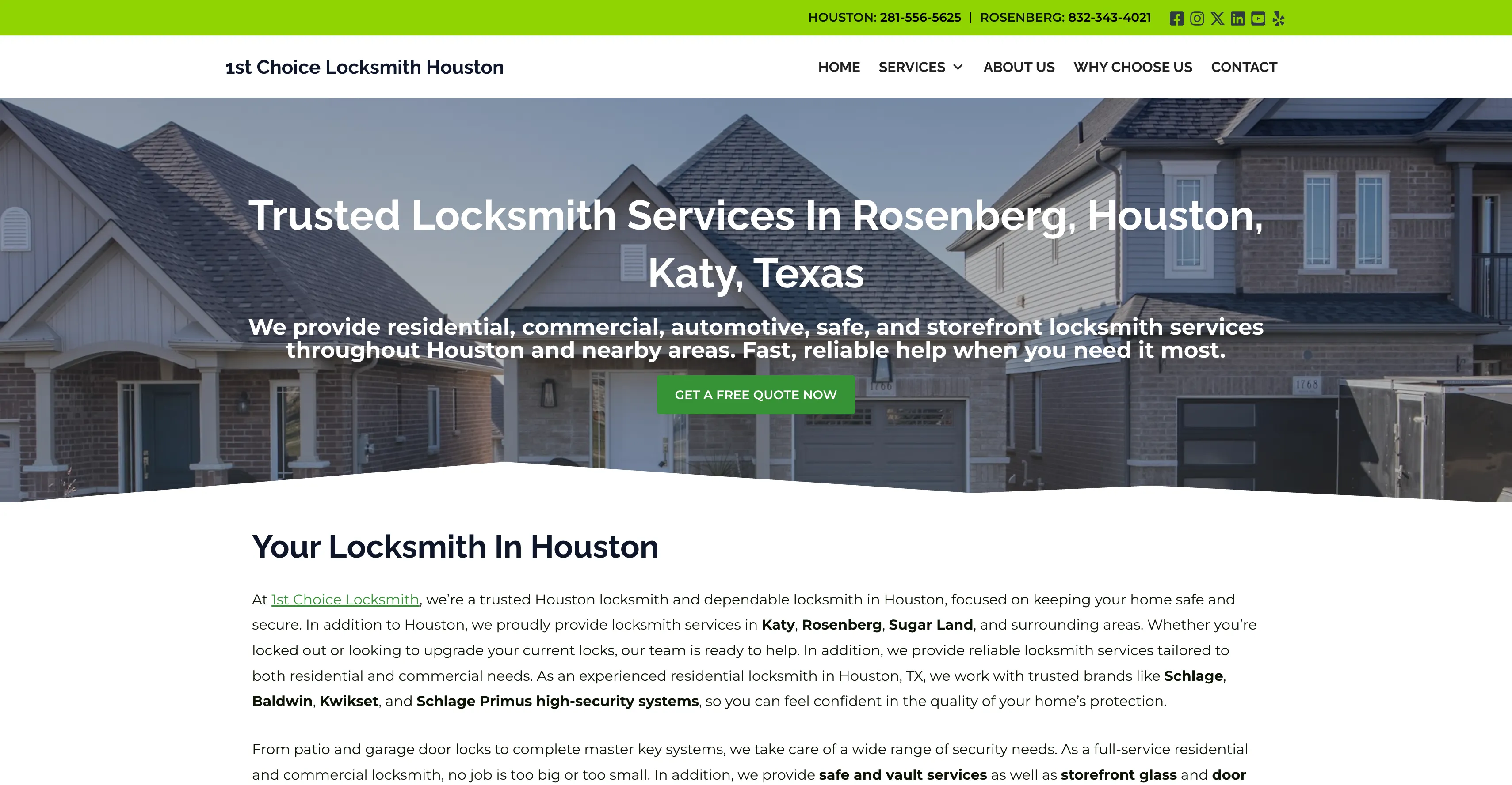 1st Choice Locksmith Houston Hero Section
